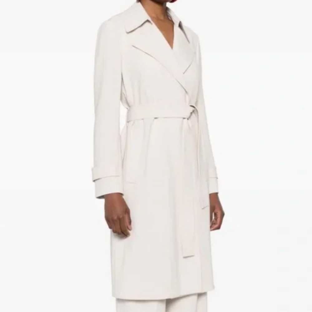 Theory Oaklane White Cotton Lightweight Belted Trench Coat Pure white Au…
